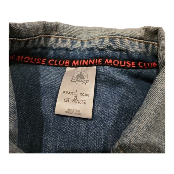 DISNEY Member Of The Minnie Mouse Club Denim Jacket Women Large Faded Embroider - Picture 3 of 12